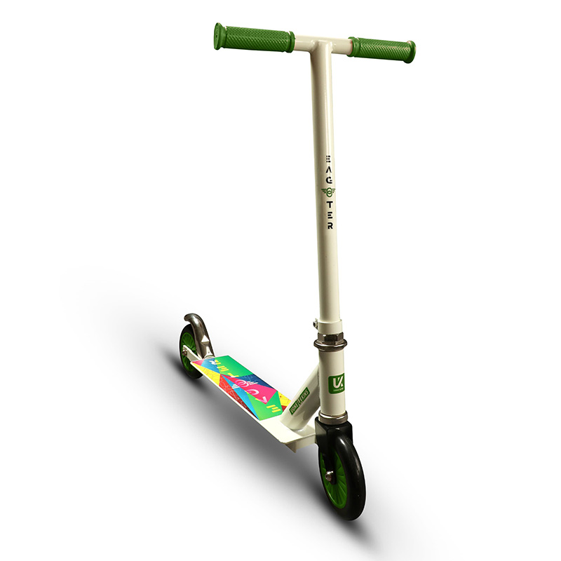 UONE KINS Unisex Kid's Kick Scooter || 120mm Wheels, Aluminum Alloy Handle & Base || Adjustable 3 Level Height & Weight Capacity 75 kgs with Brakes (Green)
