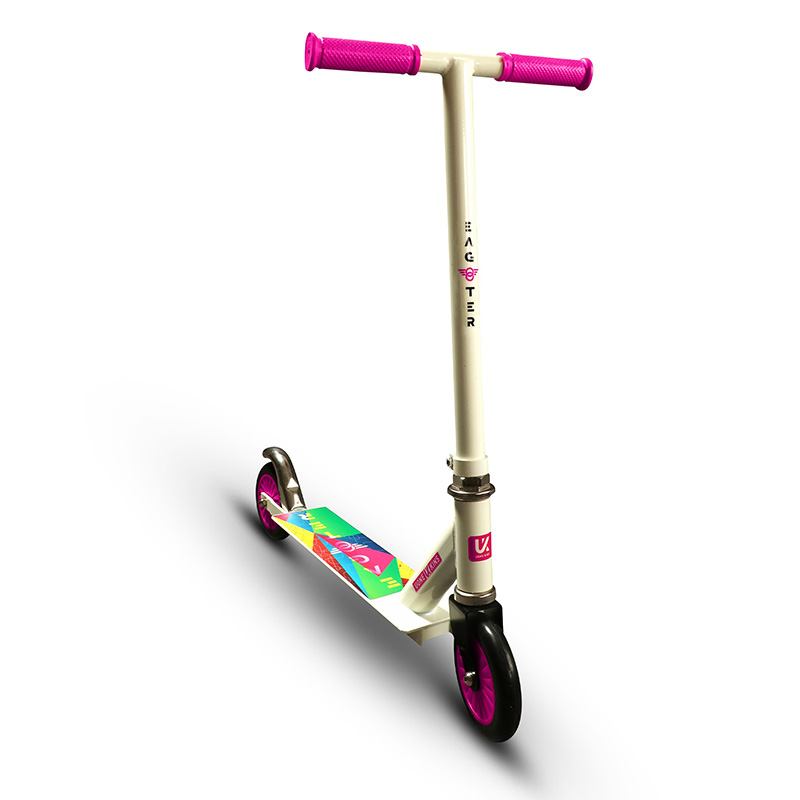 UONE KINS Unisex Kid's Kick Scooter || 120mm Wheels, Aluminum Alloy Handle & Base || Adjustable 3 Level Height & Weight Capacity 75 kgs with Brakes (Pink)